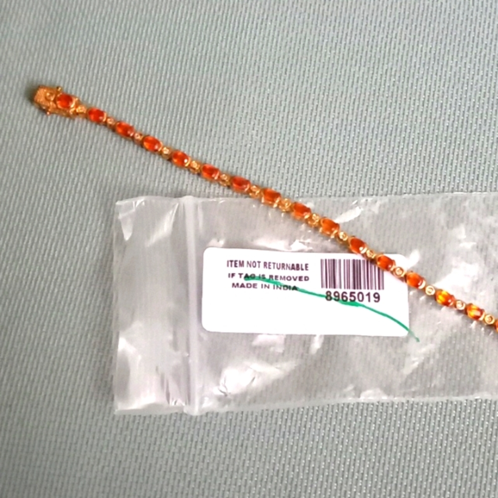 NATURAL TANZANIA TANGERINE KYANITE, WHITE ZIRCON BRACELET - Picture 8 of 9